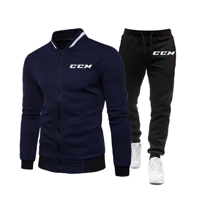 Mens Casual Tracksuits Sportswear Jackets + Pants Two Piece Sets CCM Male Fashion Jogging Suit Men Outfits Gym Clothes Fitness