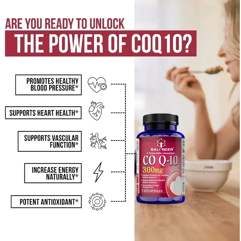 120 Capsules of Coenzyme Q10 Provide Energy Vitamin Health Food Organic Ultra-high Absorption Rate COQ10 Helps Blood Health