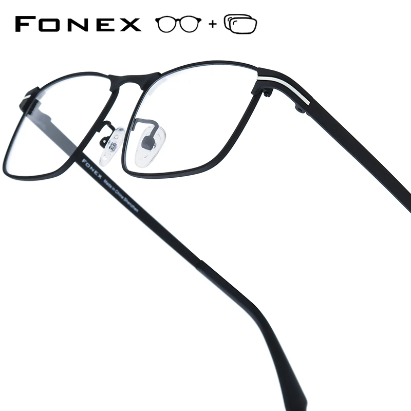 

FONEX прогрессивные очки по рецепту, анти-синие фотохромные оптические линзы для близорукости, мужские квадратные титановые очки 85928