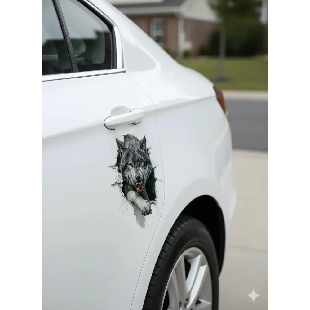 Howling Grey Wolf Peeking Aesthetic Car Laptop Window Bumper Waterproof Vinyl Decal Accessory Unique Vintage Funny Unique