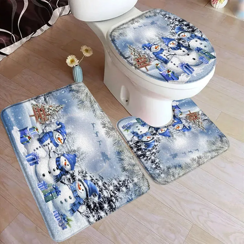 

IJH36Red Рождественский коврик для ванной, комплект Санта-Клауса, оленей, звезд, зима, Новый год, Рождество, домашний ковер, декор для ванной комнаты, напольный коврик для унитаза 2Mh $