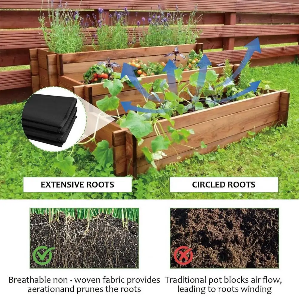 Garden Planter Box Liner Raised Garden Bed Liner Breathable Non Woven Fabric Planter Box Soil Containment Mat with Water for Veg