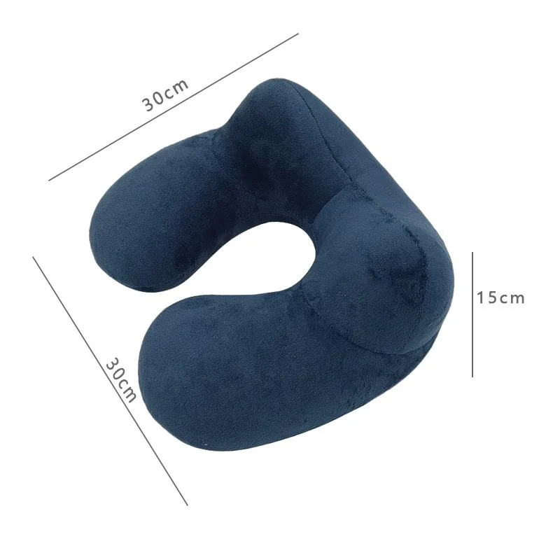 Portable U-Shaped Inflatable Travel Pillow Air Cushion Neck Support Comfortable Sleeping Press to Inflate for Travelers
