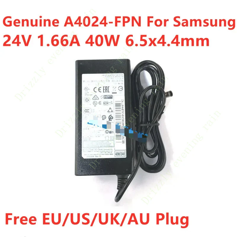 Genuine A4024_FPN 24V 1.66A 40W A4024-FPN AC Adapter For SAMSUNG SOUND BAR SYSTEM HW-H750 HW-J550 Power Supply Charger