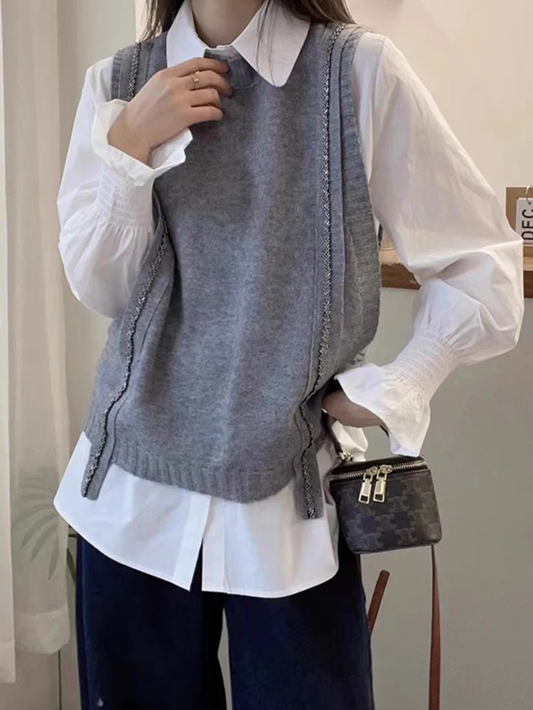 Camere ウール ニット ベスト レディース カジュアル スリムで快適な冬用トップス ラウンドネリン ピュア オンライン Ss