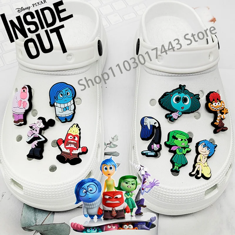 9Pcs/Set Disney Inside Out 2 Shoe Crocs Buckle Cartoon DIY Funny Shoe Decoration Kid Gift Home Garden Ornament Shoe Crocs Buckle