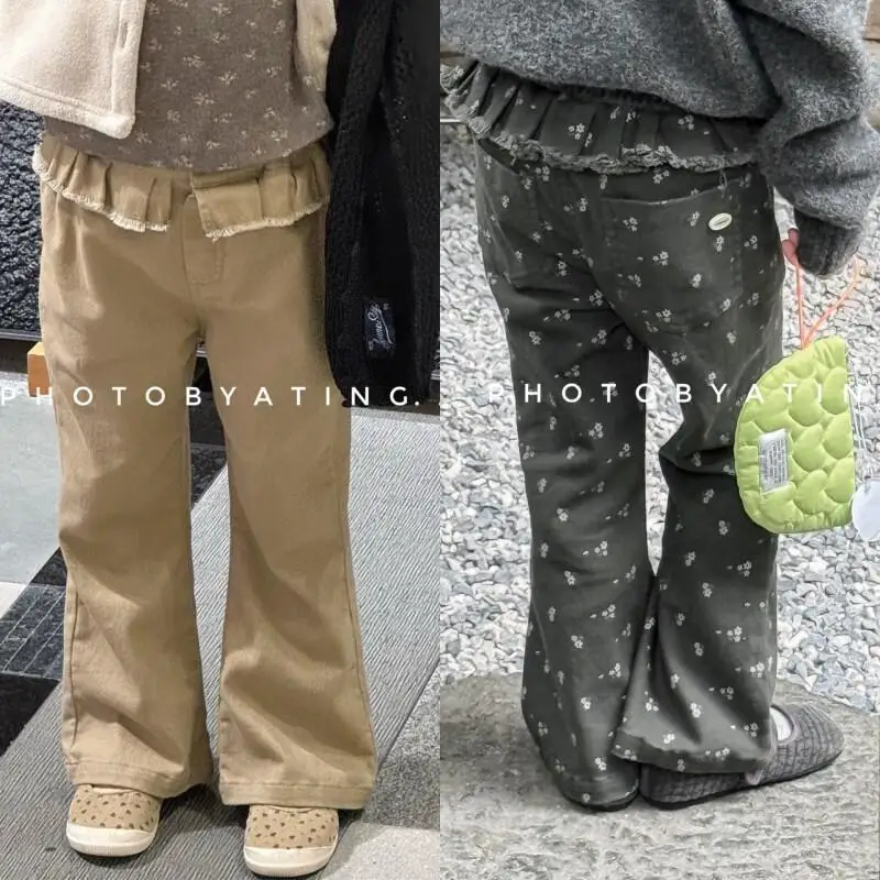 

Kids Wear Korean Style Bell Bottom Long Pants Cotton Girls Trousers Spring Autumn New Arrival 2026 Fashionable 4-8 Years Old