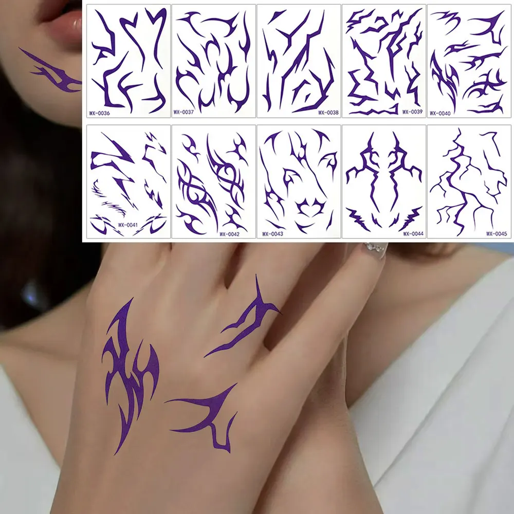 10pcs/pack Temporary Tattoo Stickers for Cosplay Party Body Art Waterproof Tattoo Stickers for Dance Performance Hand Face Body