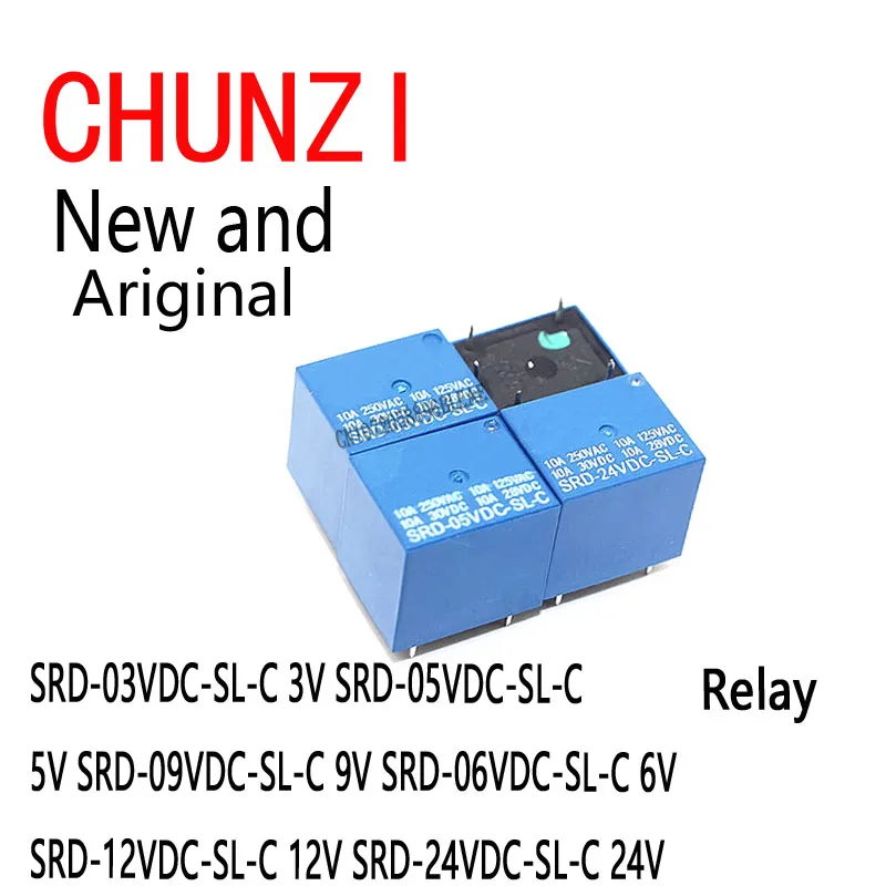 5Pcs Relay SRD-03 05 09 06 24 12VDC-SL-C 5PINS 3V 5V 9V 6V 24V 12V High-quality SRD-03VDC-SL-C SRD-05VDC-SL-C SRD-09VDC-SL-C