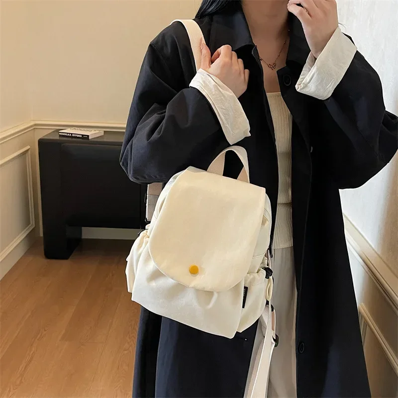 Japanese Simple Lightweight Backpack for Women New Autumn Textured Casual School Bag Travel Backpack College Student Bookbag
