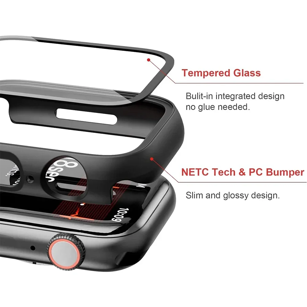 強化ガラススクリーンプロテクターケースカバー Apple Watch Series 9 Ultra 8 7 6 5 4 3 2 1 SE 49MM 45MM 41MM 40MM 44MM 42MM 49MM対応