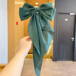 Dark Green Bow Hair Clip At The Top of The Back of The Head Clip South Korean Internet Celebrity Women's Spring Clip Hair Card