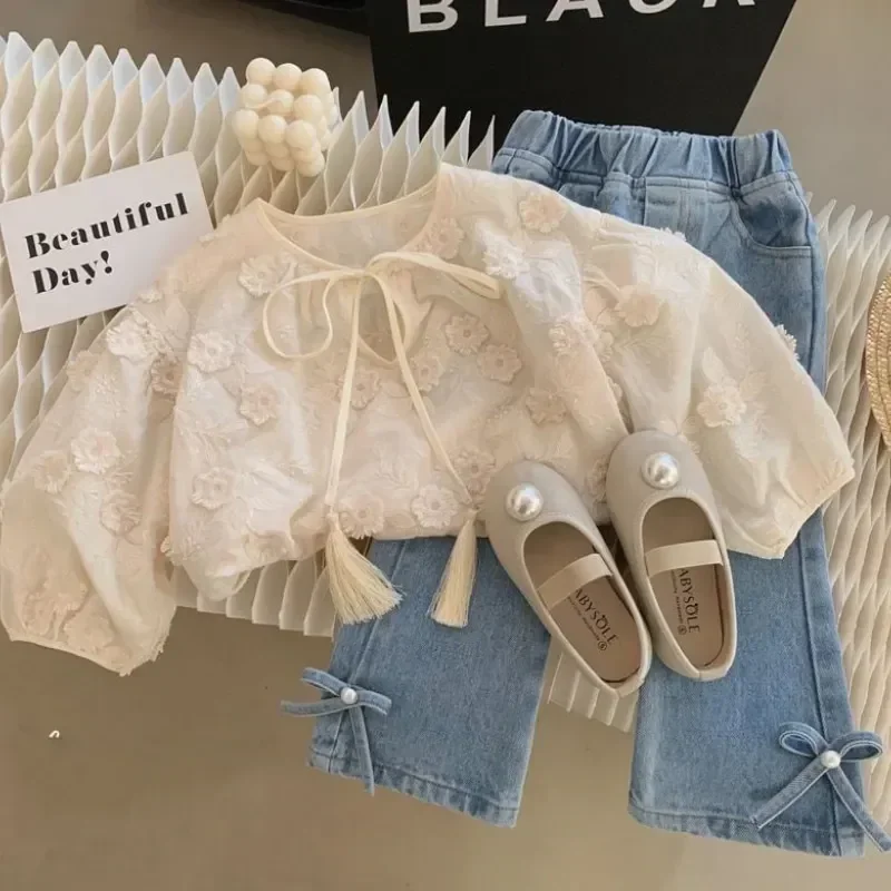 Jean Évasé en Denim pour Bébé Fille de 1 à 7 Ans, Pantalon à Cloche, Élégant, Nouvelle Collection