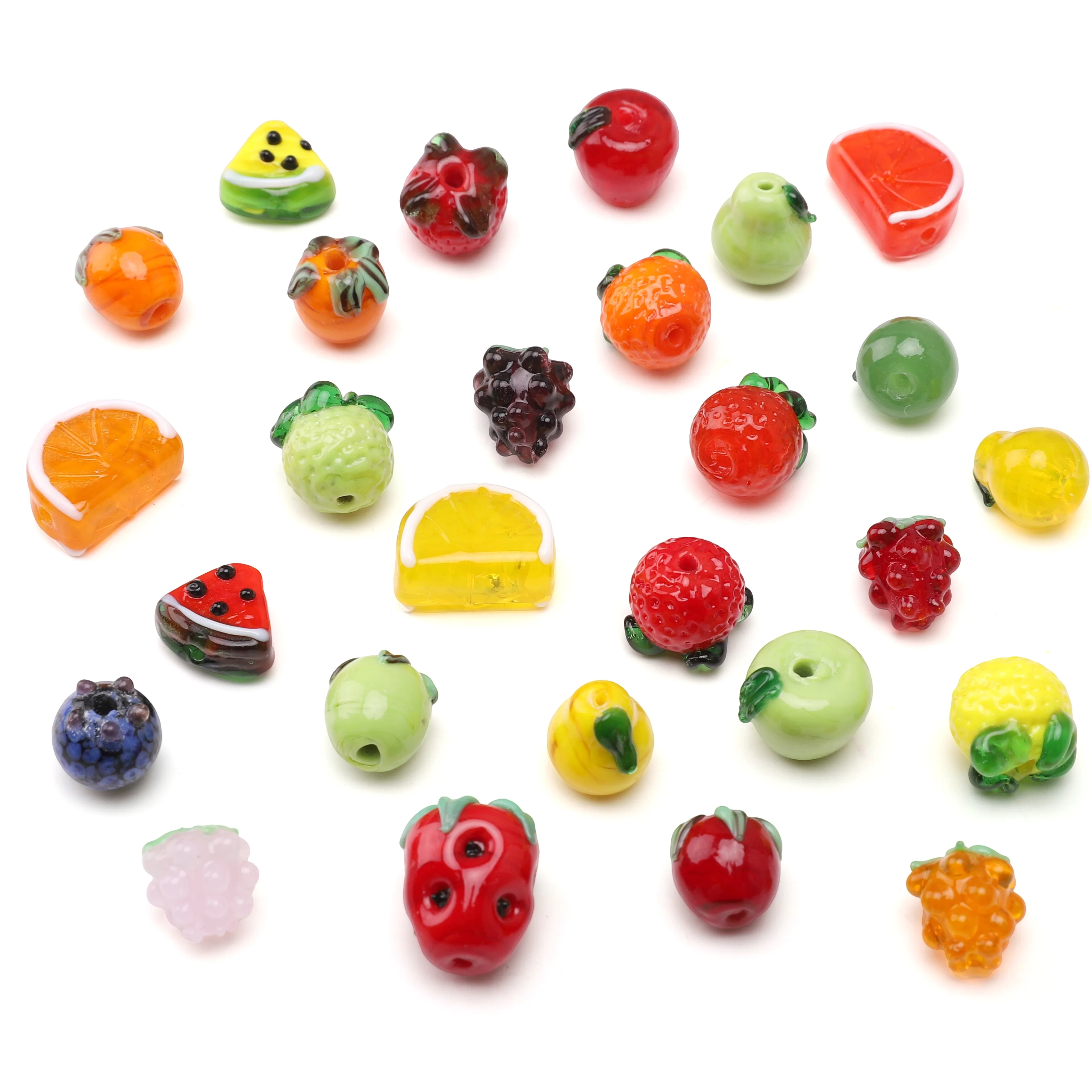 Fruit Beads Gass Beads Cute Loose Spacer Beading Lemon for Earring Keychains Charms Girls Gifts DIY Jewelry Making Accessories
