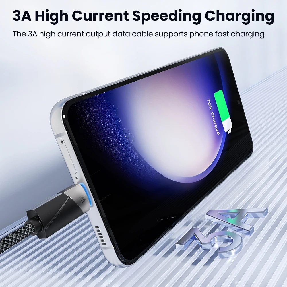 كابل Toocki 3A USB C ذكي لإيقاف التشغيل لهاتف iPhone 15 Pro Max QC3.0 شحن سريع من النوع C سلك لسلك بيانات Samsung Xiaomi OnePlus #2