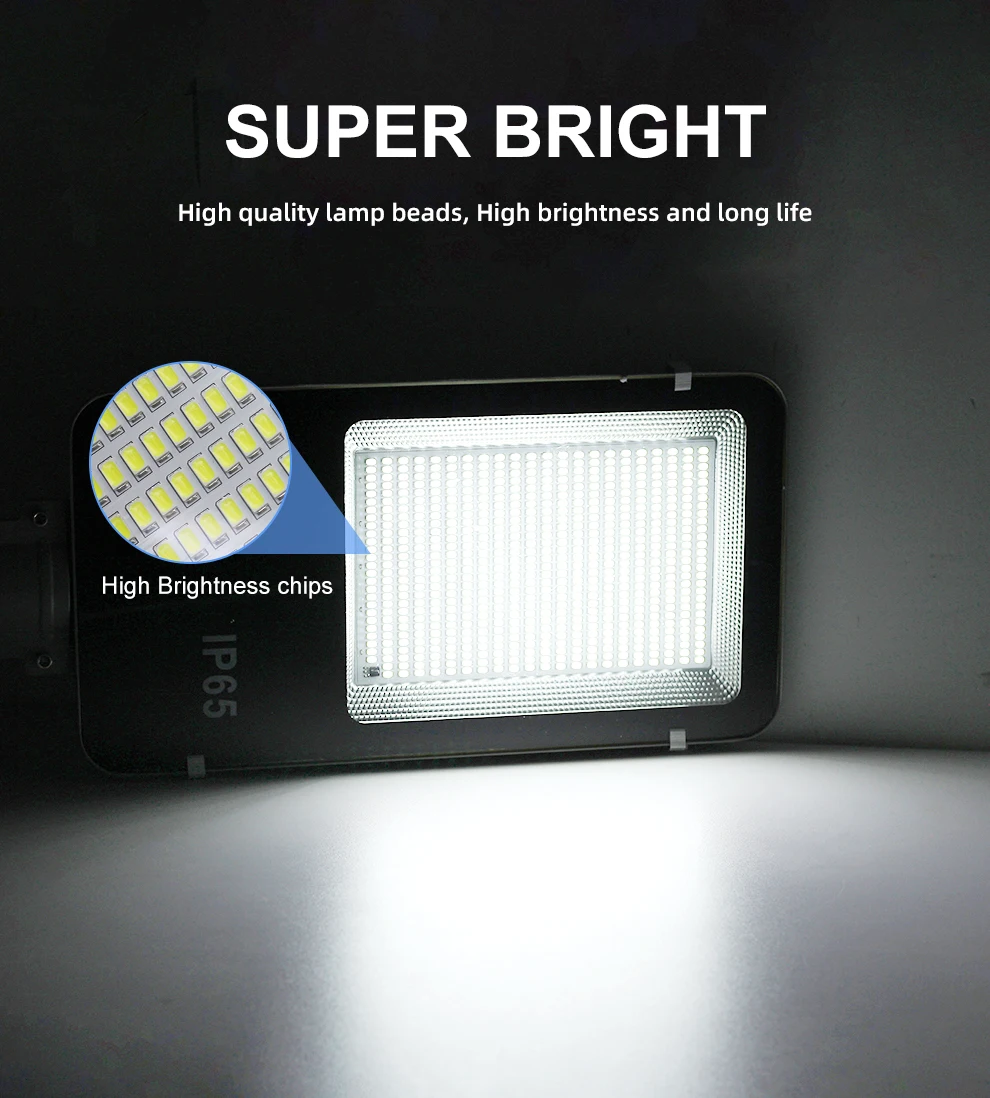300W Solar-Straßenleuchte für den Außenbereich, superhelle, hocheffiziente Solarpanele, Fernbedienung, wasserdicht, IP67, für öffentliche Bereiche – Detail 4