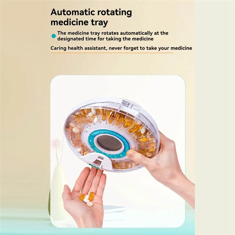Alarm-Equipped Automatic Pill Dispenser For Elderly, 28-Day Electronic Locked Pill Box With Sound& Light Reminders