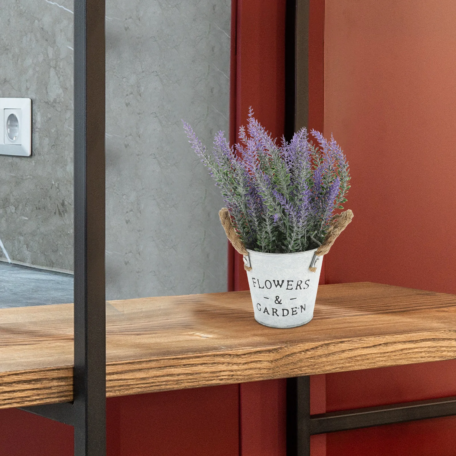 

Artificial Potted Lavender Bonsai Plastic Iron Plant Decor for Balcony Office Desktop Faux Potted Plants Artificial Plants Decor