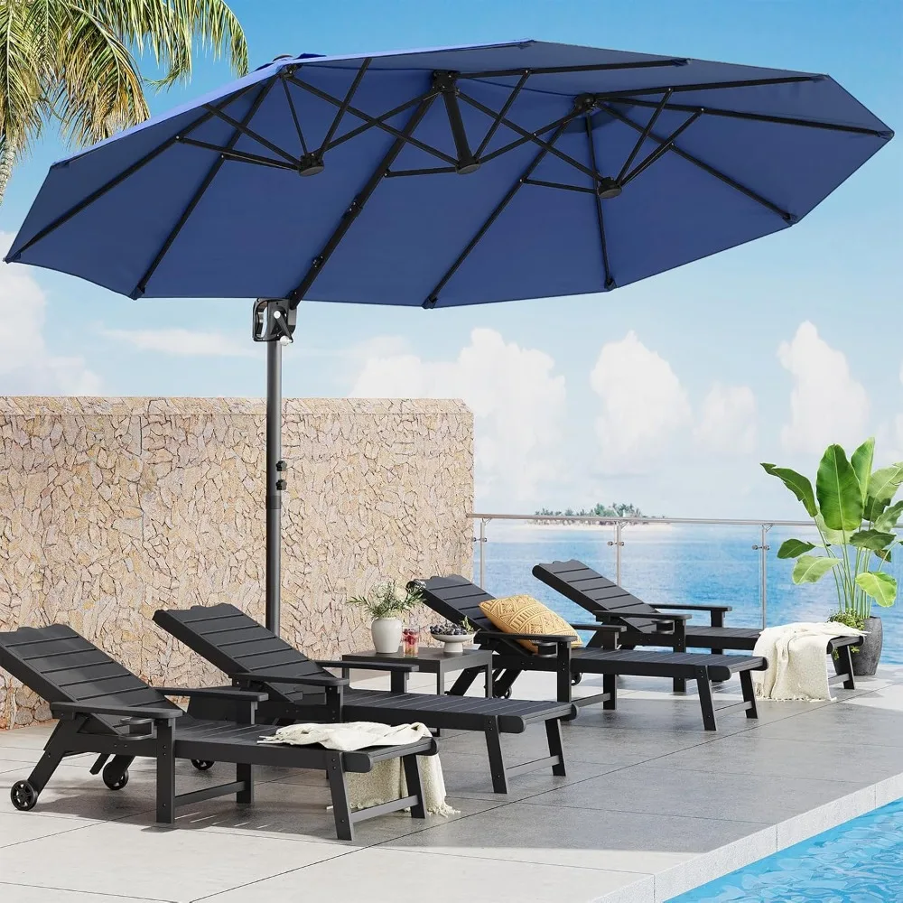

8x13 FT Cantilever Patio Umbrella with Free Height Adjustment, Large Double-Sided Rectangular Umbrella with Base, Customized