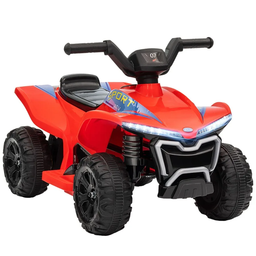 

Qaba ATV Quad 6V Ride On Toy with 1.6MPH Max Speed Rechargeable Battery 4 Wheeler Battery Powered with Lights Forward Reverse f