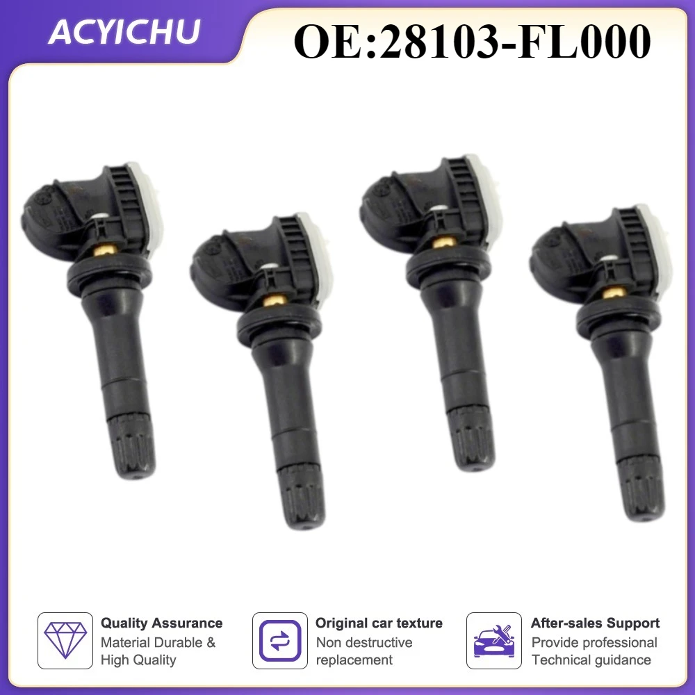 4PCS 28103-FL000 TPMS Tire Pressure Sensor FOR Subaru 2017-2021 Forester Outback Ascent Impreza 433MHz 28103FL000