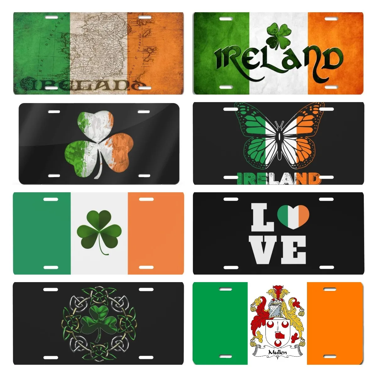 License Plate Ireland Vintage Flag Irish Decorative Car Front License Plate Metal Car Plate Aluminum License Plate for Men Women