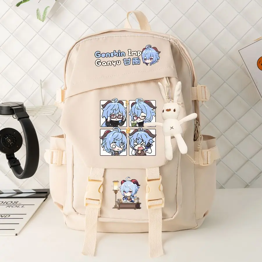 Genshin Impact Collaboration Wan Ye Gan Yu Anime Double Shoulder Bag For Third To Sixth Grade Students Large Capacity Backpack A