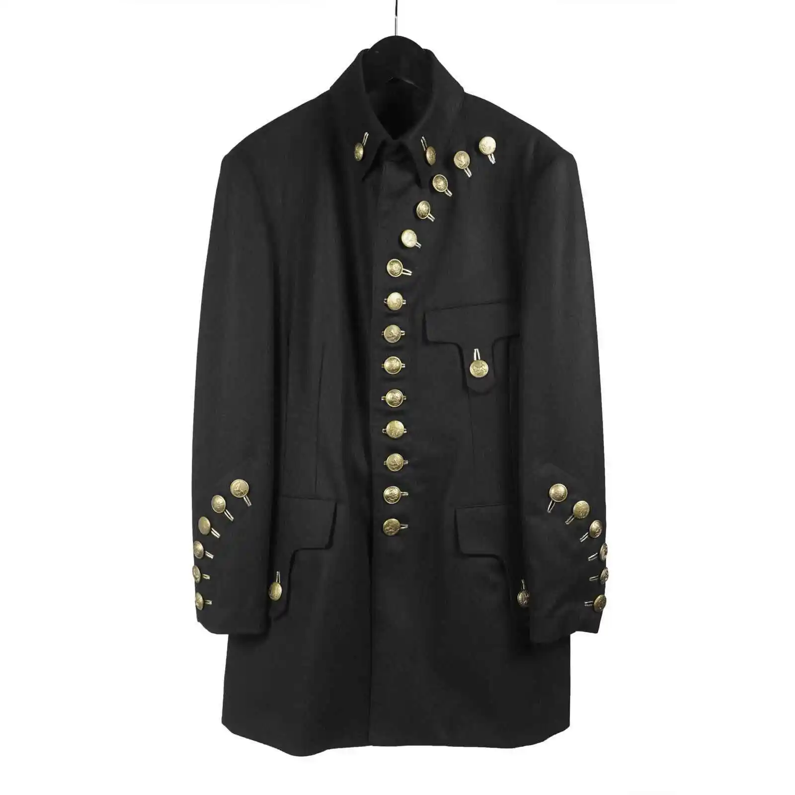 

TOP-YAMAMOTO original design dark niche black wool gold button coat dark niche Japanese