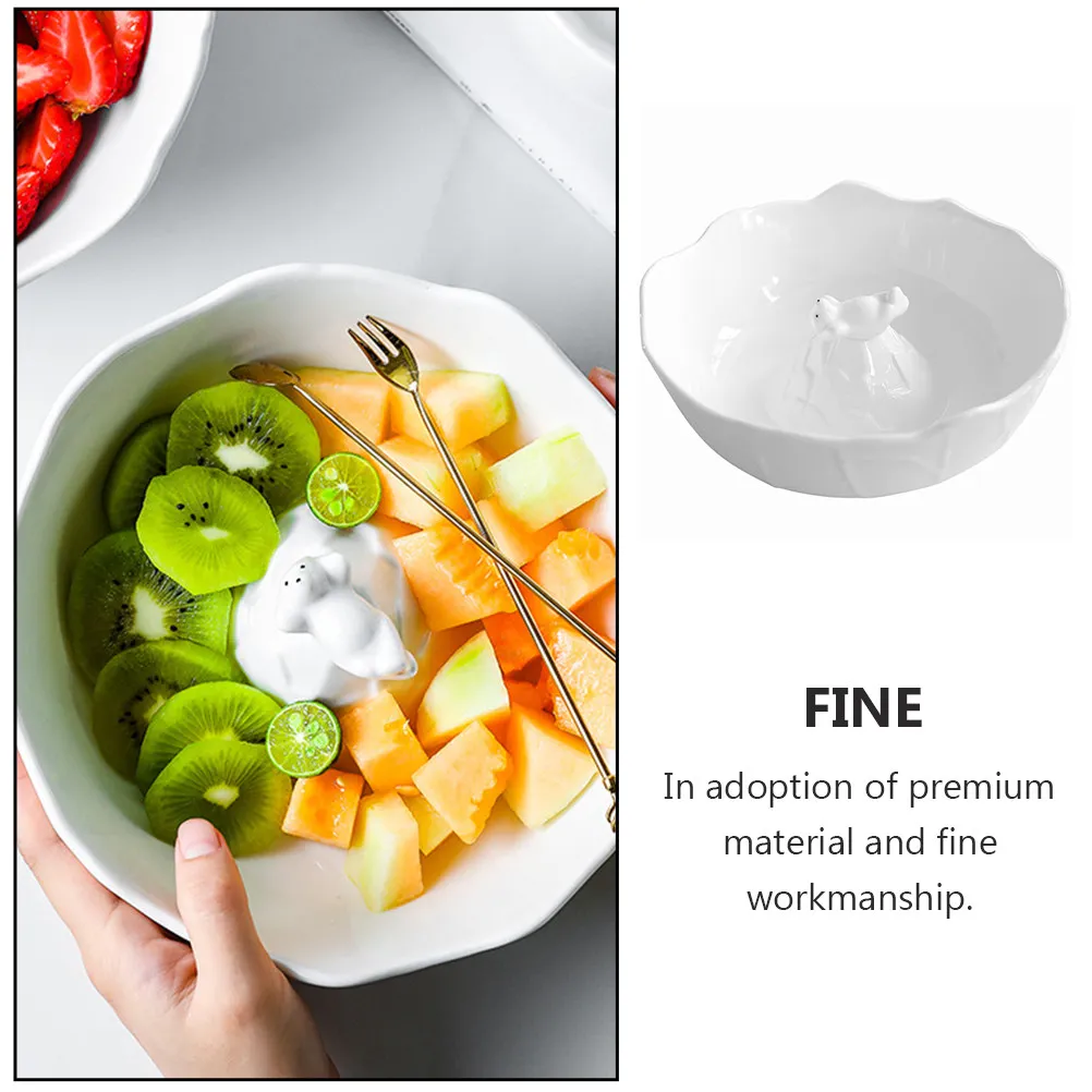 

1Pcs Snack Bowl Ceramic Salad Dessert Soup Storage Bowl for Home Kitchen Restaurant Use White Ceramic Tableware