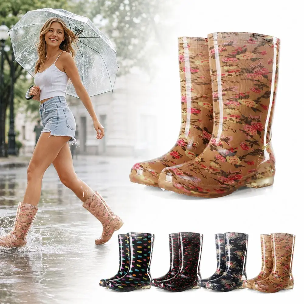 Non-slip Women's Tall Rain Boots Versatile Lightweight Water Boots Durable Waterproof Garden Work Shoes