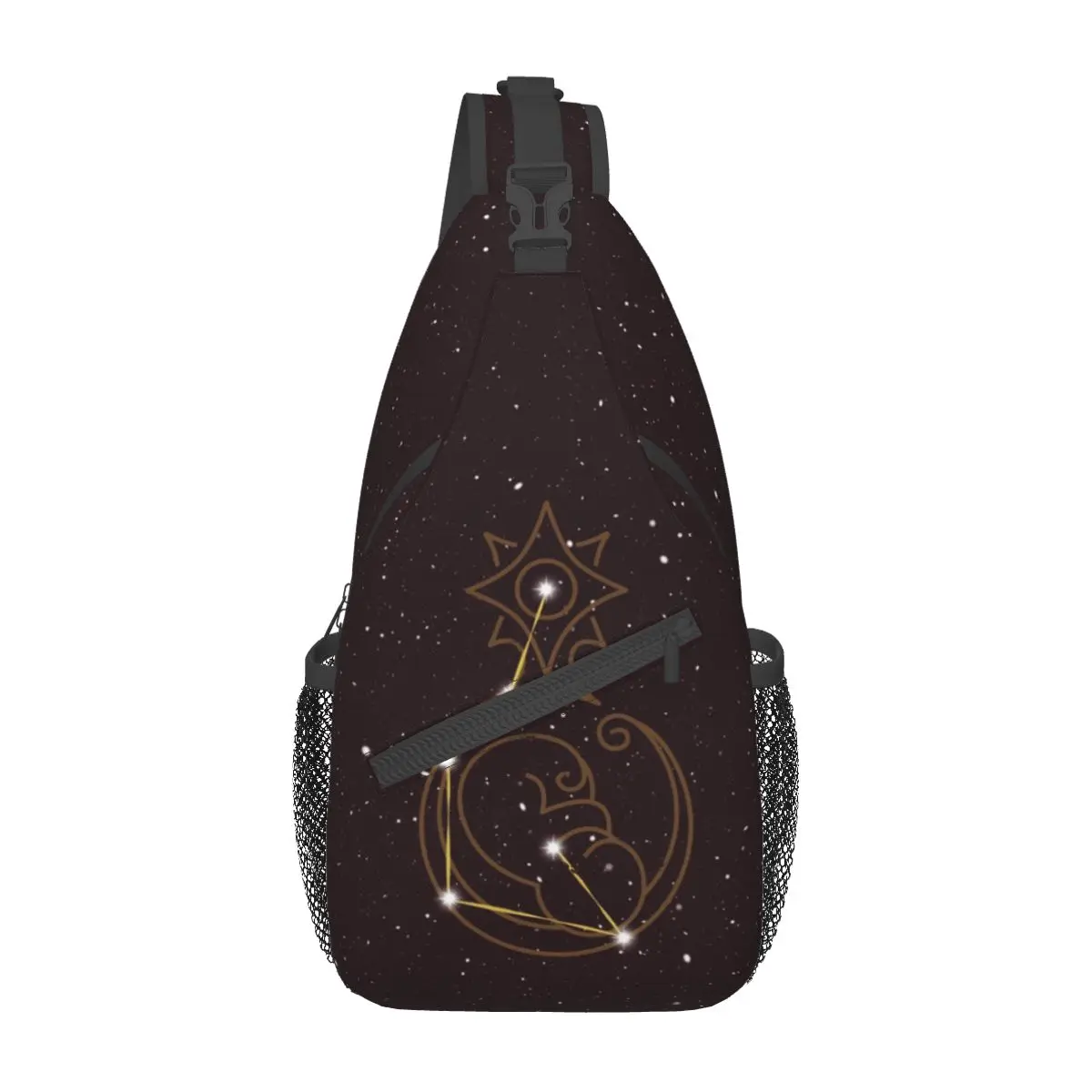 Bolso de pecho con estampado de galaxia misteriosa, mochila de hombro de Anime Genshin, mochila de día, viaje, senderismo, Camping