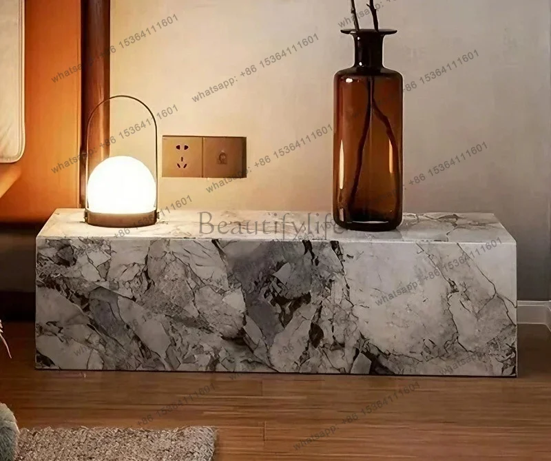 Italian light luxury full rock slab simple marble modern high-end storage cabinet