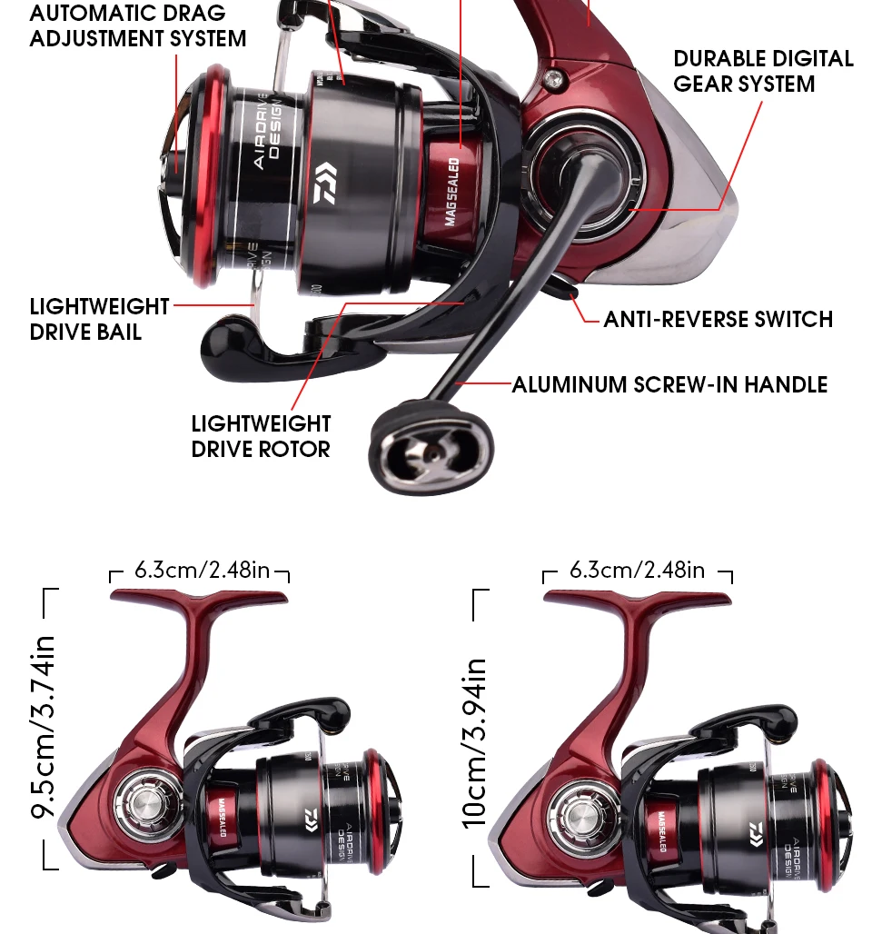 2025 Original DAIWA Angelspinnrolle FUEGO CS LT 1000-6000 Angelrollen 5 kg/10 kg/12 kg Leistung 5,3:1/6,2:1 Meerwasserrollen – Detail 3