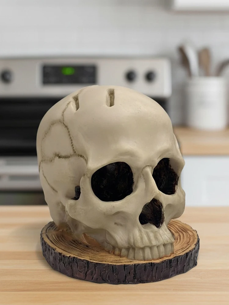 

Skull Knife Holder Resin Fruit Chopping Knife Stand Creative Horror Skull Knife Rack Halloween Party Decoration