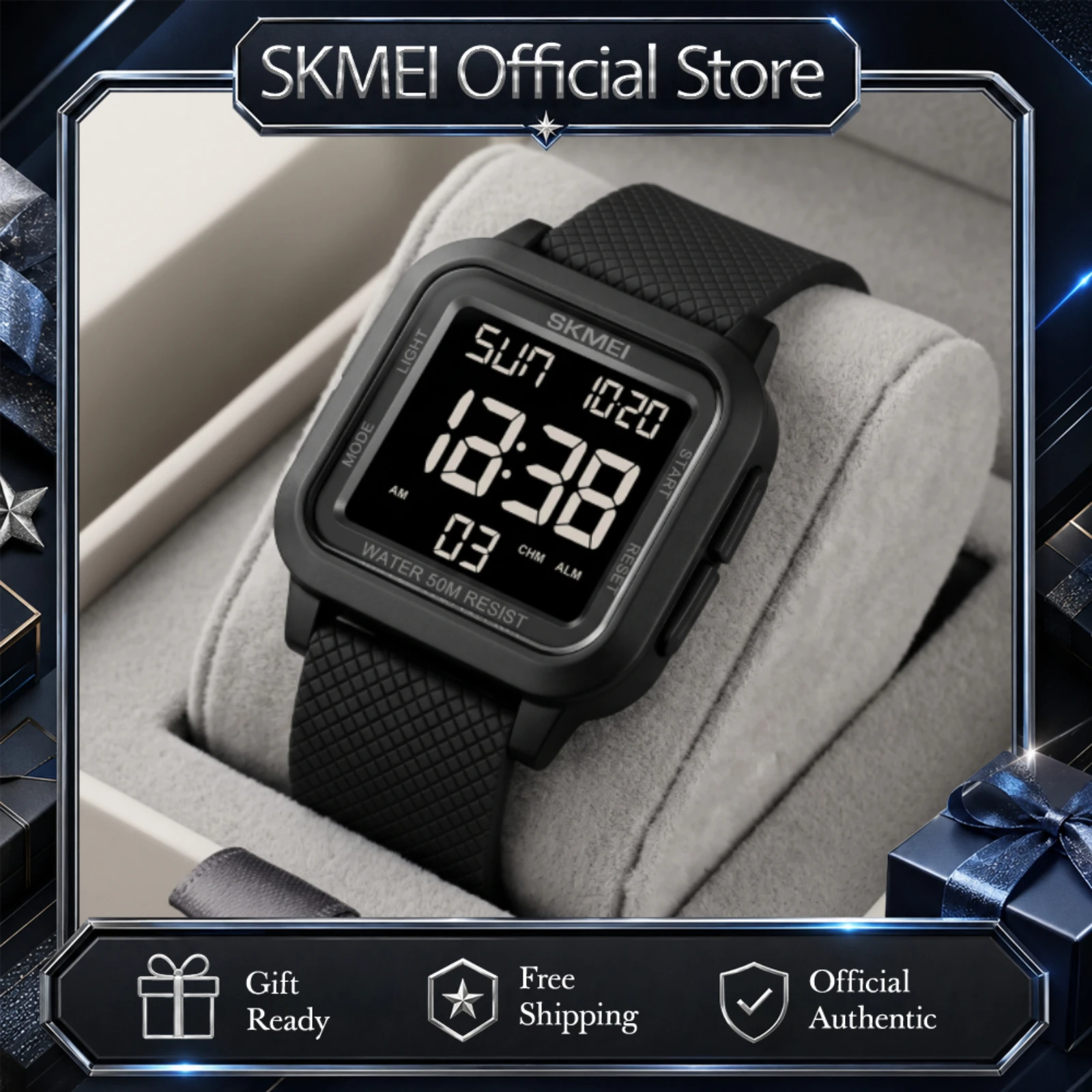 SKMEI Japan Digital Movement Watch Men's Stopwatch Countdown LED Light 5Bar Waterproof Wristwatches Date Clock Reloj Hombre 1894