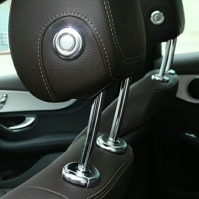 4 szt. Osłona przycisku regulacji przełącznika zagłówek fotelika samochodowego naklejki wykończeniowe dla Mercedes Benz klasy C W205 C180 C200 C250 C300 C400 C63