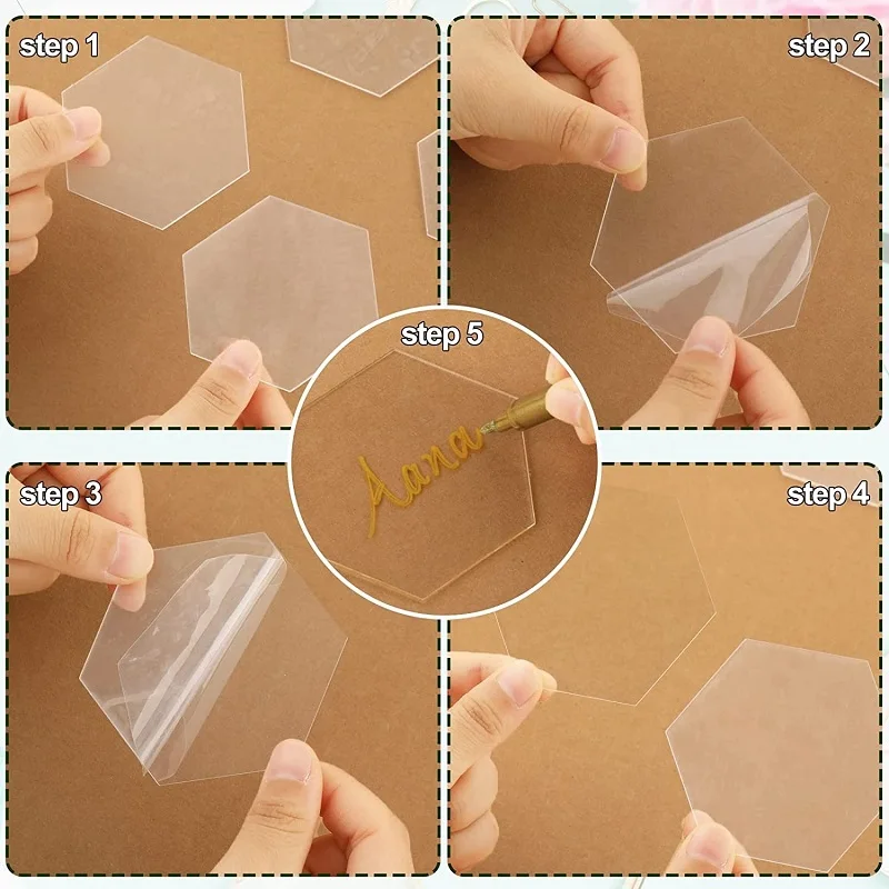 Black Acrylic Hexagon Wedding Seating Tag Blank Acrylic Decorative Tag DIY Desktop Signboard Handmade Gift Tag