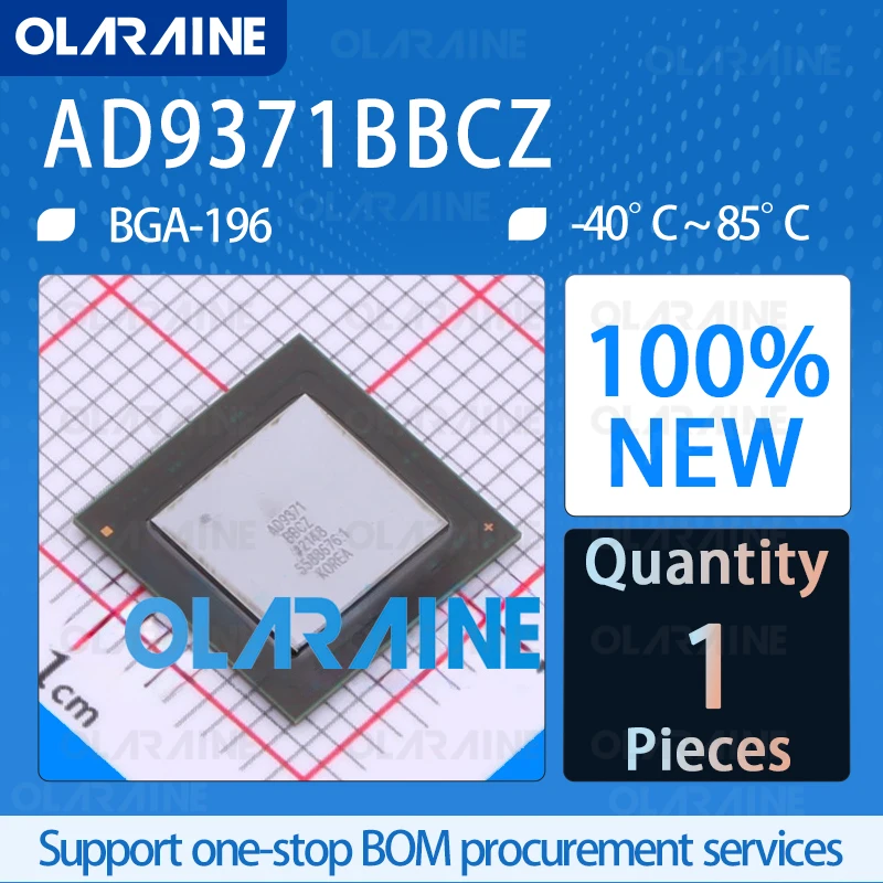 

AD9371BBCZ BGA-196 100%New Wireless RF transceivers 300 MHz to 6 GHz 6.144 Gbps 1.055 A IC chip circuit controller Original