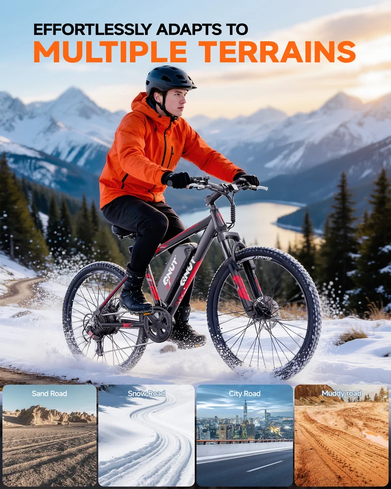 QNUT Victor 4.0 26 Inch Mountain Electric Bike Peak 750W Motor 36V 7.8Ah Removable Battery Electric Bicycle Up to 20 Mph Commuter Ebike for Adults and Teens UL2849 Certified 1‑Year Warranty image 3