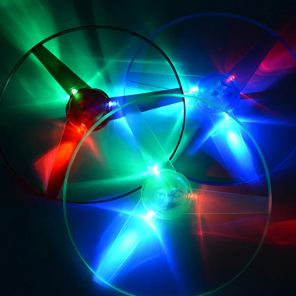 

5pcs Led Flying Flash Flying Discs Glow Plastic Light Saucer Pull String Outdoor Sports Kids Ufo Light