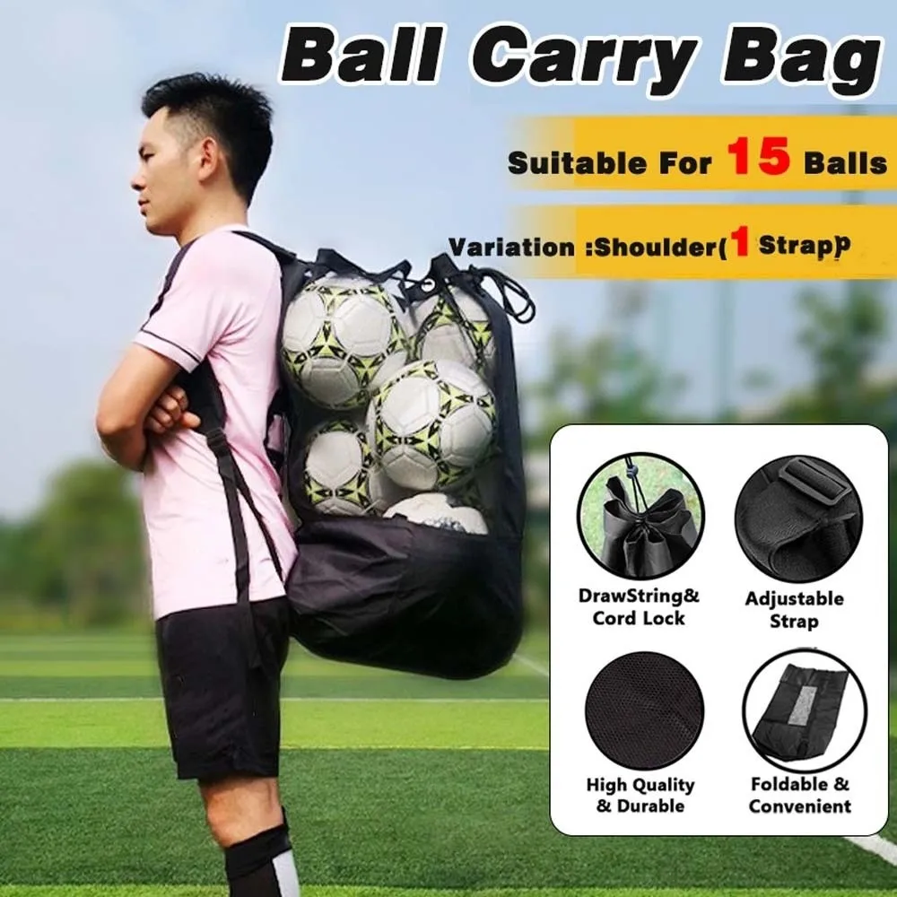 Durable Footballs Storage Bag Large Capacity Scratch Prevention Balls Carry Shoulder Pouch Thickend Canvas Basketballs Mesh Bag