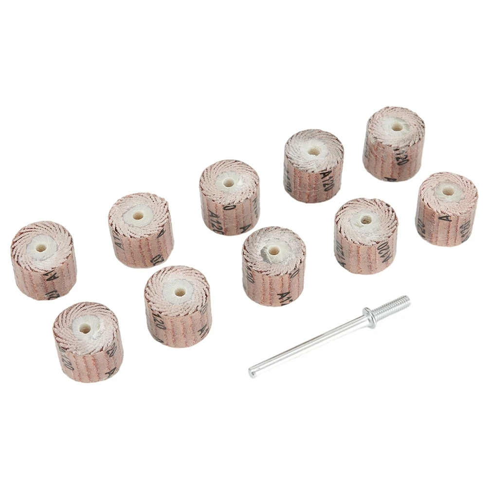 10 Pack 12mm Flap Wheel Sanding Discs for Rotary Tool Use with 80600 Grit Abrasive Heads Suitable for Surface Grinding