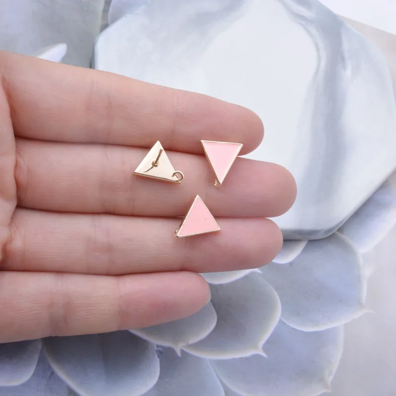 10 Stück Kupfer 18k vergoldete Emaille-Dreieck-Ohrringverbinder Ohrstecker-Set für die Herstellung von Ohrringen und Schmuck DIY – Detail 7