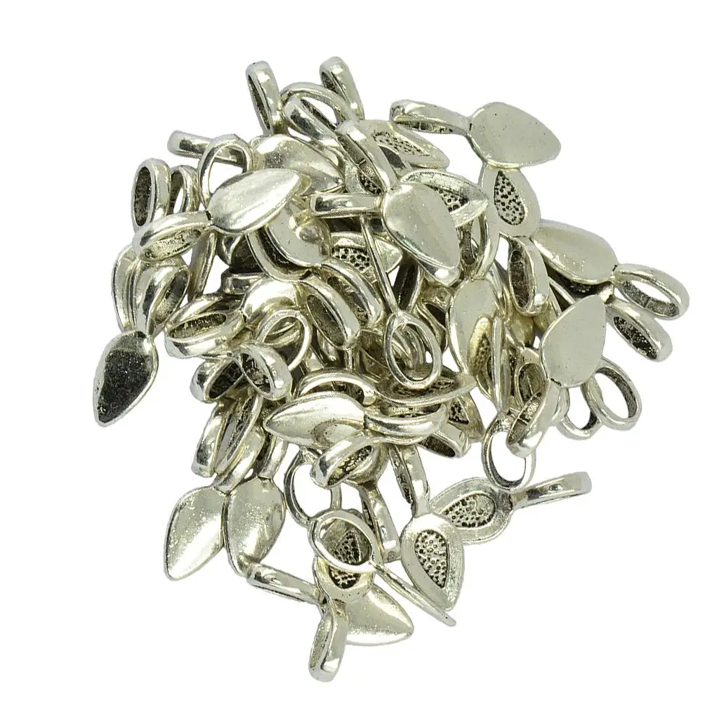 

100pcs Glue on Bail Earring Bails Pendant Charms 21mm Pendant Findings Craft