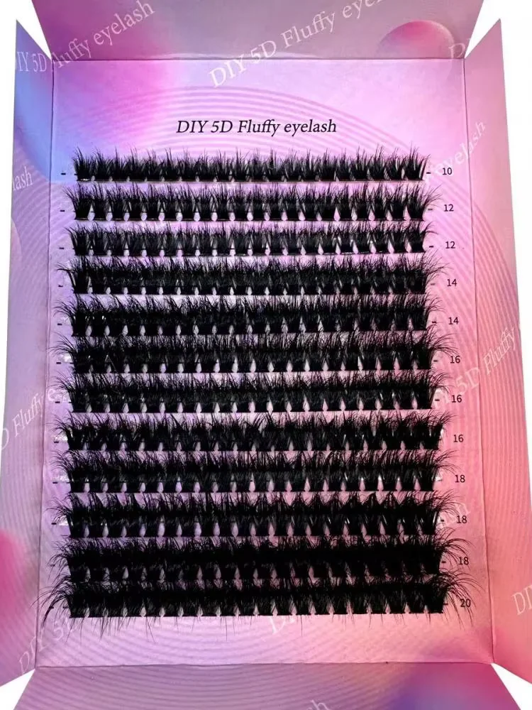 DIY5D Flauschige Wimperncluster, 100D dicke Wimperncluster, CC Curl Wispy Einzelwimpern, 10–20 mm Cluster-Wimpernverlängerung, 240 Stück – Detail 4