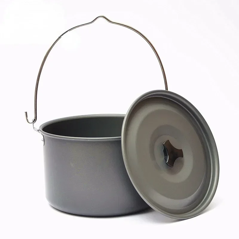 

Lightweight Universal Aluminum Alloy Camping Hanging Pot Tableware Pot Convenient Campfire Pot with Lid Camping Equipment