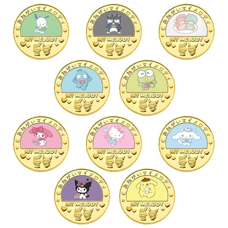 New Cinnamoroll Kuromi My melody Hello Kitty BadBadtz-maru peripheral commemorative coins Kawaii Sanrio badge crafts wholesale