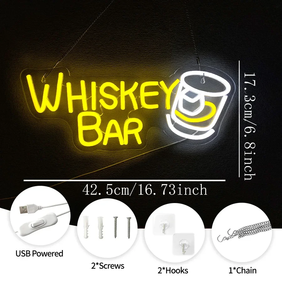 Cup Whiskey Usb Bar for Neon Family Business Sign Led Icon Powered Used Club Parties Novelty Lighting（new） Lights