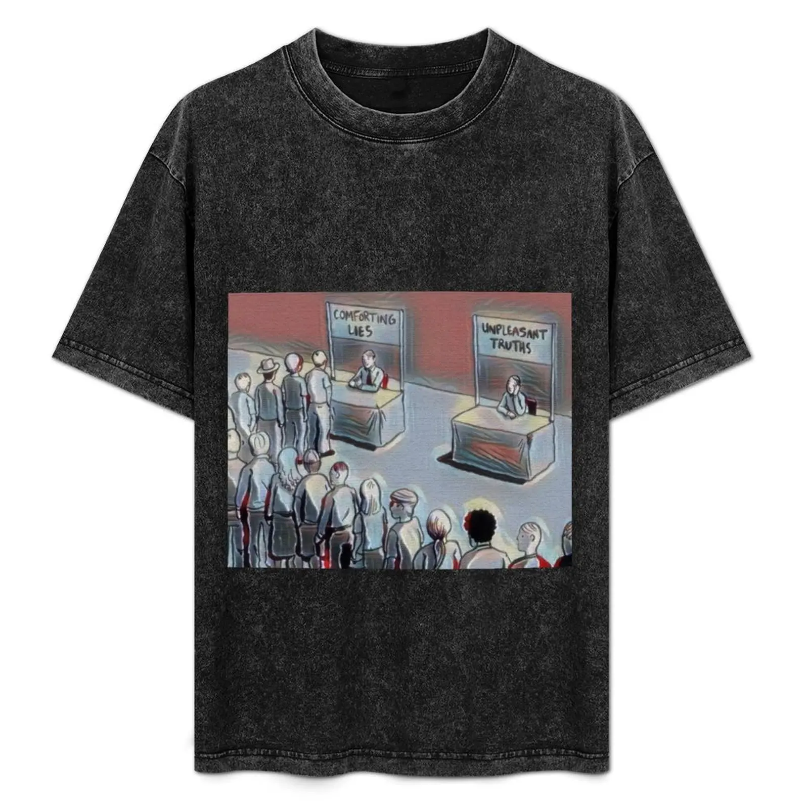 T-shirt « Comforting Lies, Unpleasant Truths » à imprimé moderne, t-shirt décontracté