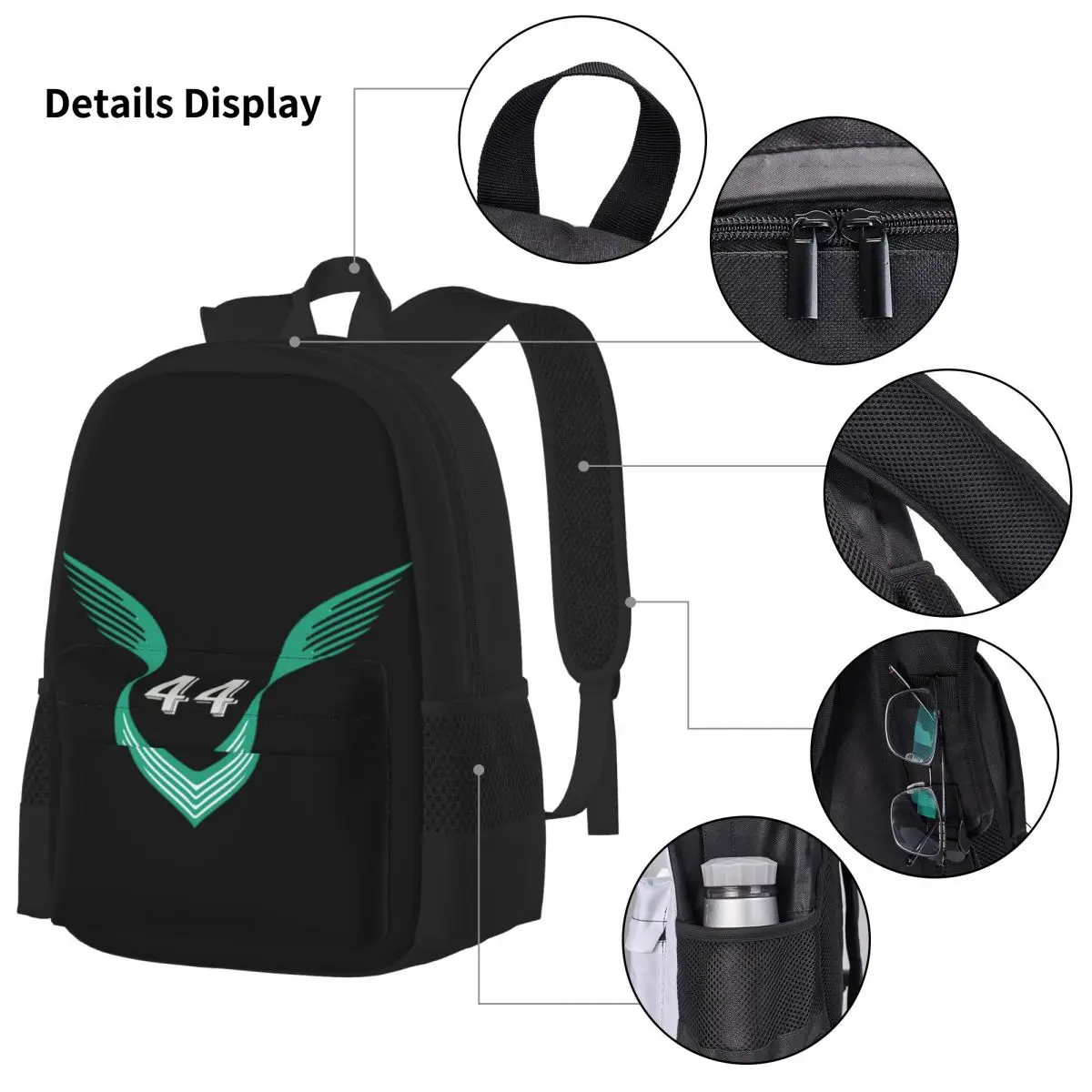 Sacos escolares de desenhos animados para crianças, mochilas Lewis Hamilton 44 F1, mochila para meninos e meninas, mochila para crianças, lancheira, caneta, conjunto de 3 peças